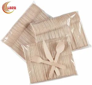Image of Biodegradable Wooden Cutlery Sets Disposable Spoon Fork Knife sets
