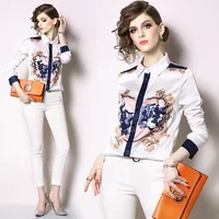 

2019 Summer New Fashion Wholesale Tops Women Long Sleeve printing Casual stylish Blouse