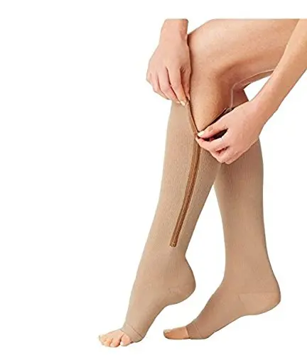 

New Custom Zipper Compression Socks Medical for Men Women, Black, beige