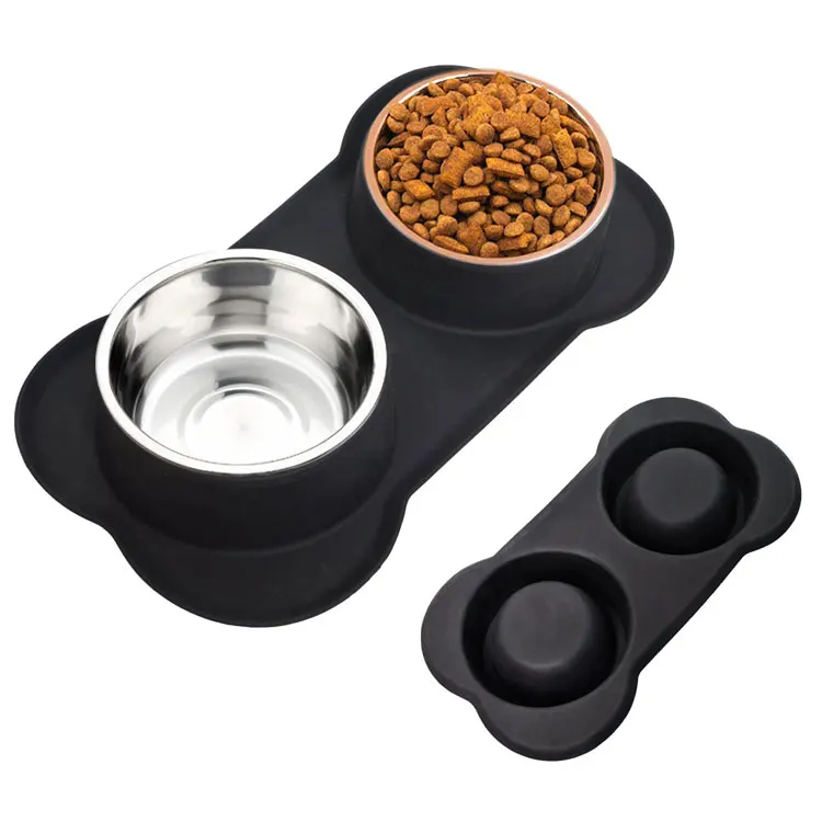 Dijual Hot Stainless Steel Double Mangkuk Hewan Peliharaan untuk Anak Anjing Kucing Makanan Air Feeder Mangkuk