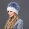 White mink hat fox stitching hand-stitched knit liner winter go out hat