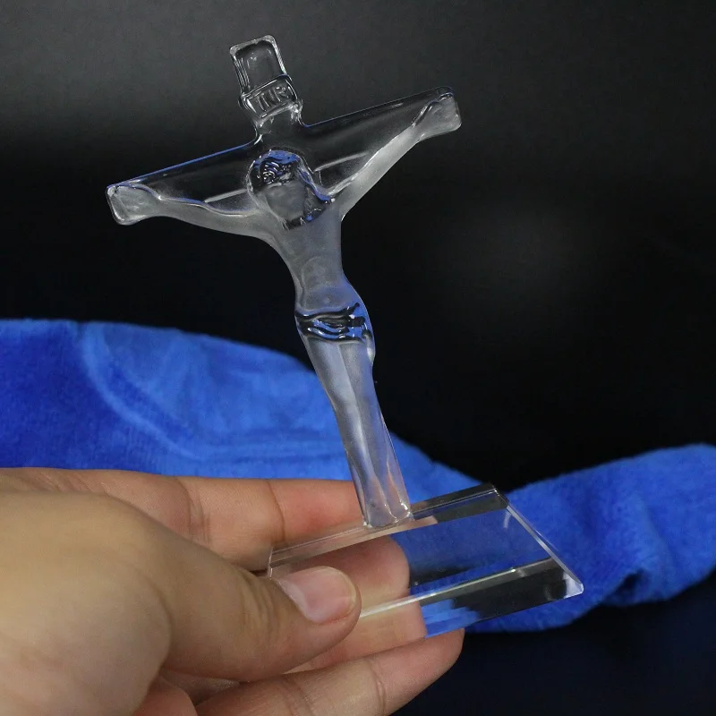 
Crafted Crystal Christian Decoration Jesus Cross Religious Crystal Figurines Wholesale 