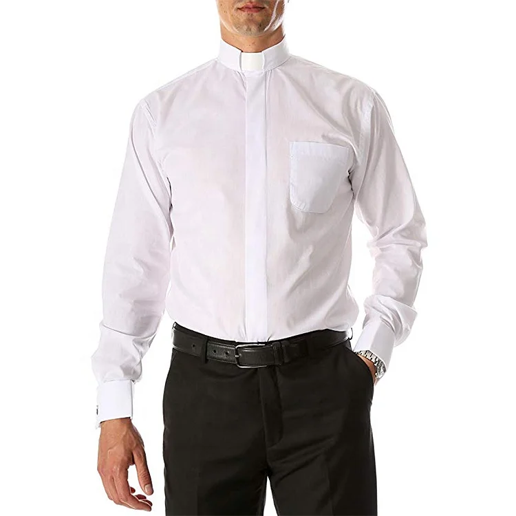
UK/US White Long Sleeve Clerical Shirt Men 
