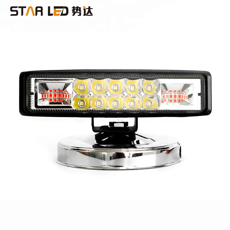 Auto LED Work Light Dual Color 4Inch Offroad Car Rectangle 30W Led Strobe Work Light