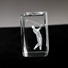 Uniquely designed 3D laser engraved Engraving golf crystal block square cube for office gift souvenirs With LED base
