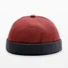 New High Quality Brimless Hat Sport Caps,Navy Red Color Dome Hat Without Visor,Customized Made Plain Fitted Docker Baseball Cap