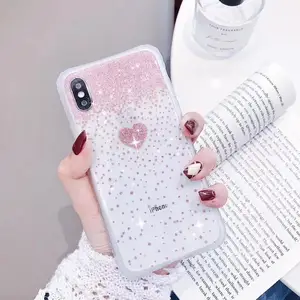 for iPhone 6 7 8 Plus X XS XR XS Max 3 Colors Bling Glitter Heart Case
