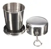 

150ml portable retractable stainless steel collapsible metal cup collapsible cup with key chain for camping travel mug