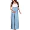 Maternity Sleeveless Dress, Women Pregnancy Scoop Neck Ruched Empire Waist Maxi Dress