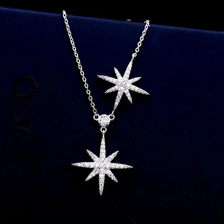 

Attractive Jewelry Simple Silver Women Stars Pendant Ladies Chocker Necklace