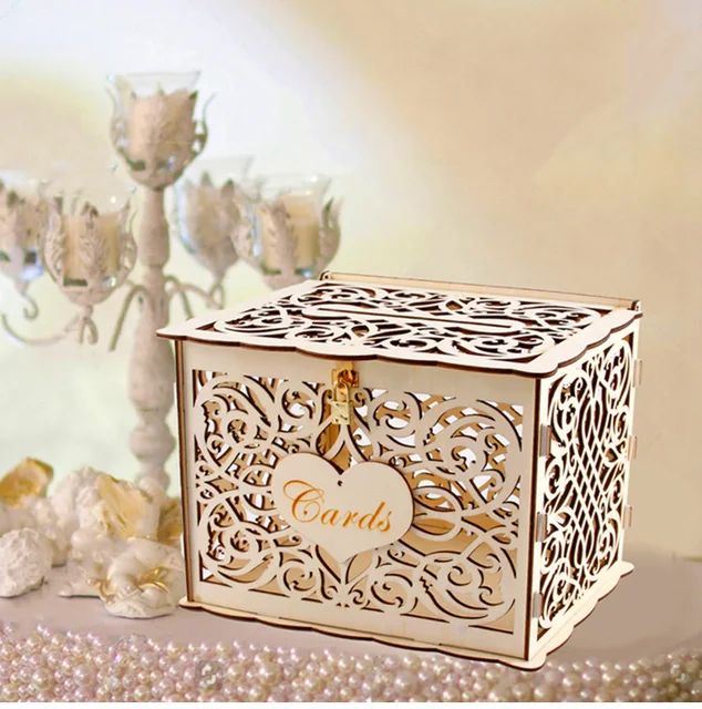 Wholesale Diy Rustic Wedding Card Box Wooden Wedding Wish Card Box