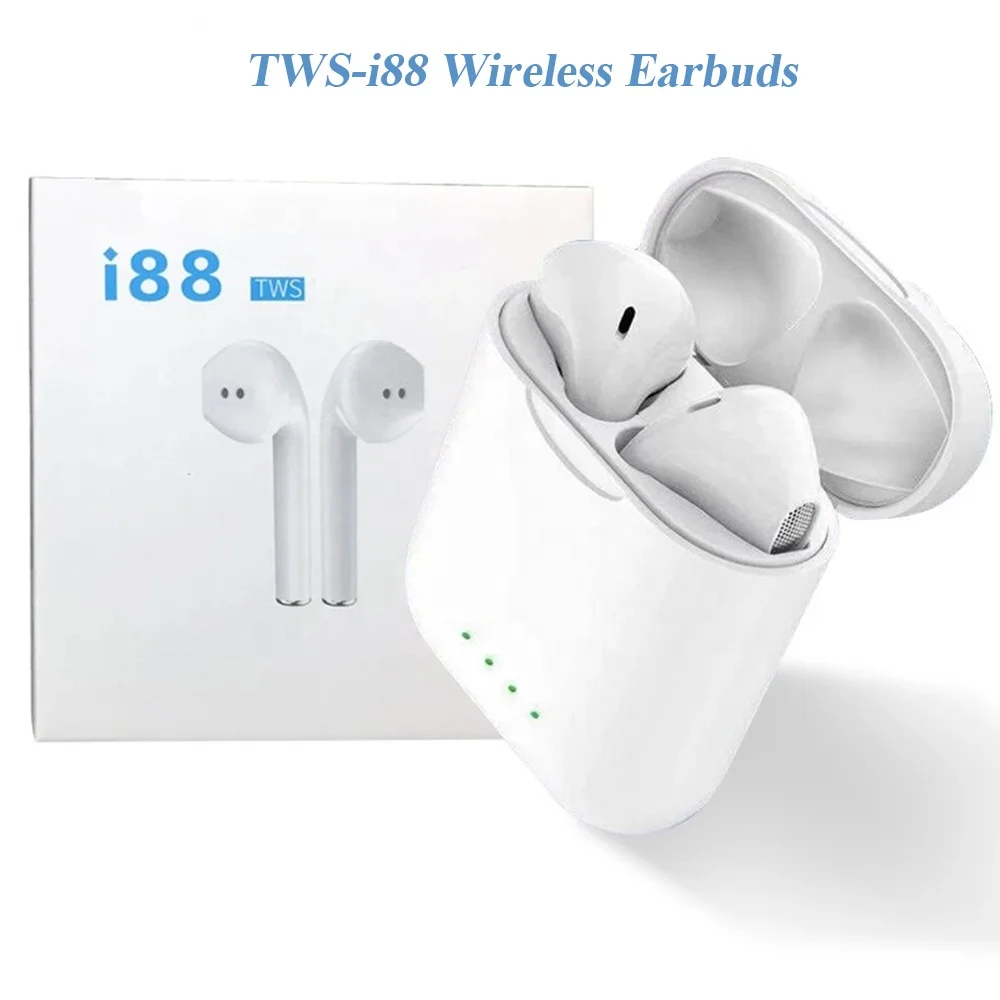 

2019 Factory Outlet 3D Stereo Sound Realtek BT 5.0 Popup Window TWS i88 Wireless Earbuds With Charging Box