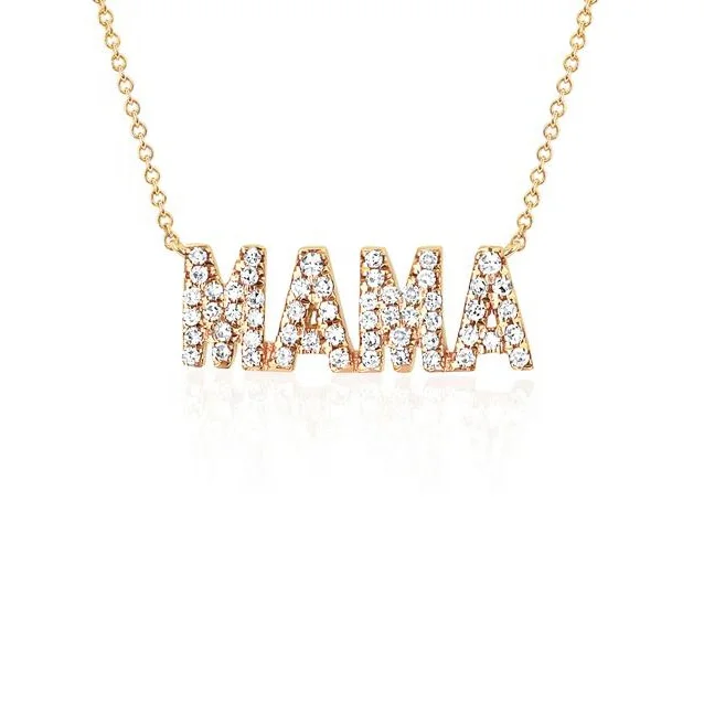 

Cz Mama Pendant 18k Gold Plated Mama Necklace 14kt Gold 925 Sterling Silver for mother day gifts Fashion Jewelry Women 2021