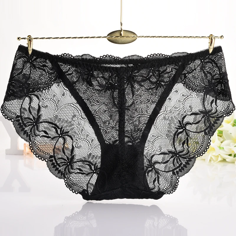 Plus Size Ice Silk Transparent Hipster Briefs Women Sexy Lace Panties ...