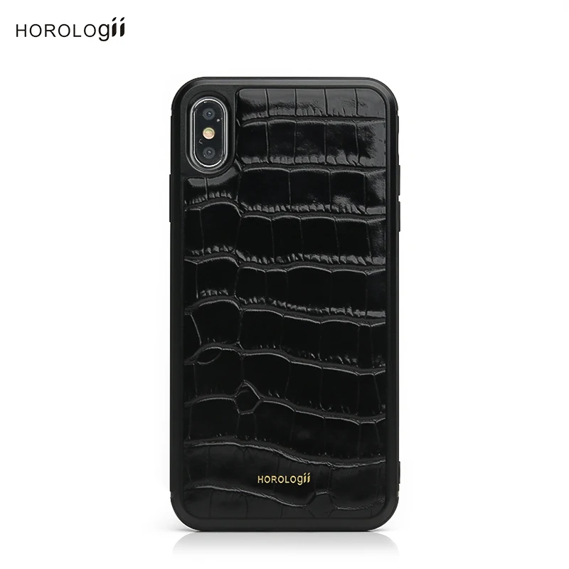 

Italian vegetable tanned leather cell phone case for iphone 6, 7, 7 plus, Glossy black