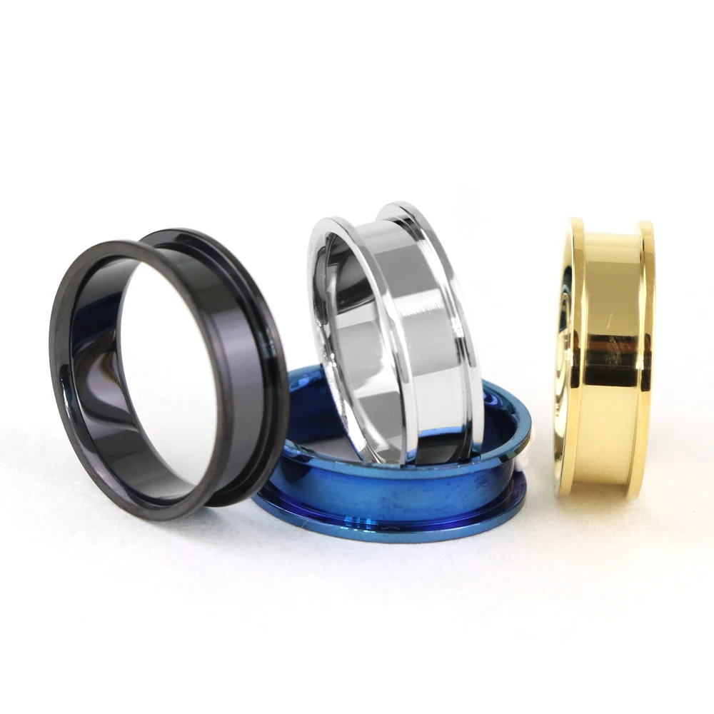 

Custom Made Stainless Steel Ring Blanks For Inlay, Silver, gold, black, blue