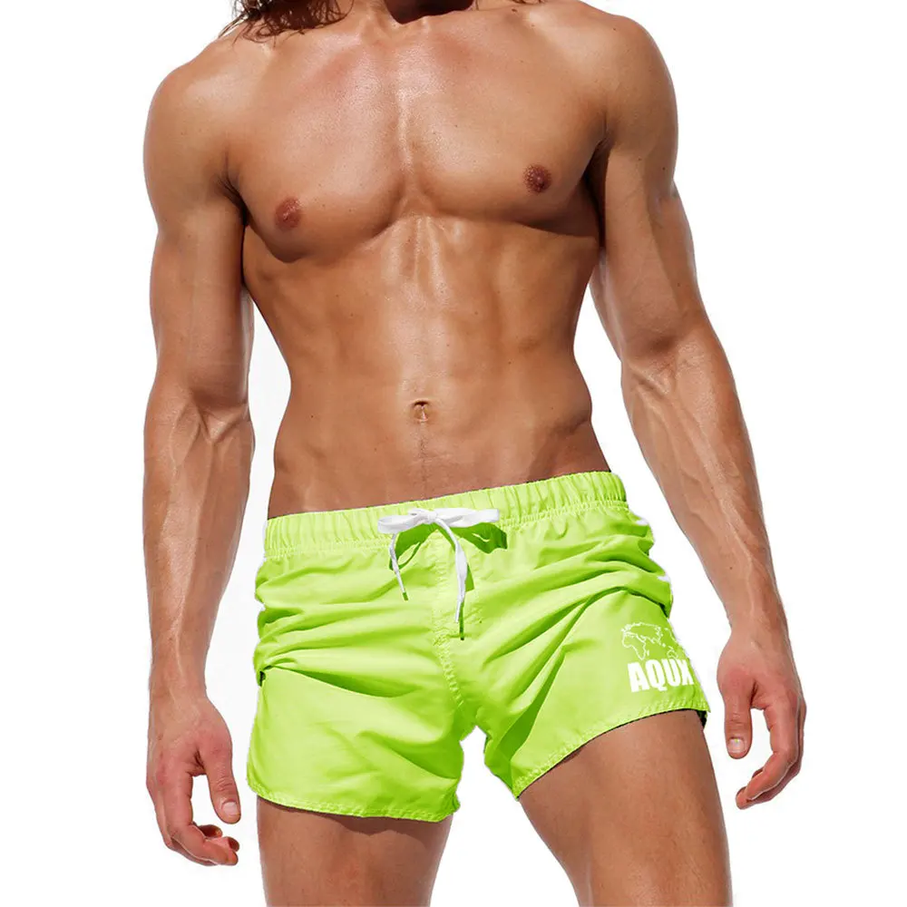 

Free Shipping Stock Neon Green Long Beach Board Shorts: Men's Board Shorts Pattern Men's Swimsuit Pattern