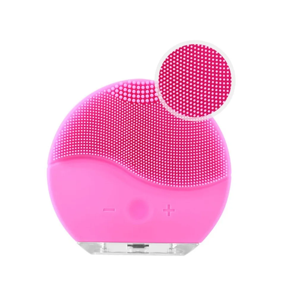 

2019 Skin Face Care Mini Electric Silicone Facial Cleaning Brush, Rose red;pink