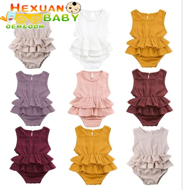 

Solid Newborn Kid Baby Girl Clothes Sleeveless Romper Dress 1PC