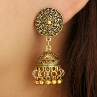 

Ethnic Style Summer Fashion Antique Water drop African Earrings Vintage Bell Charm Gold Silver Indian Earrings Jhumka