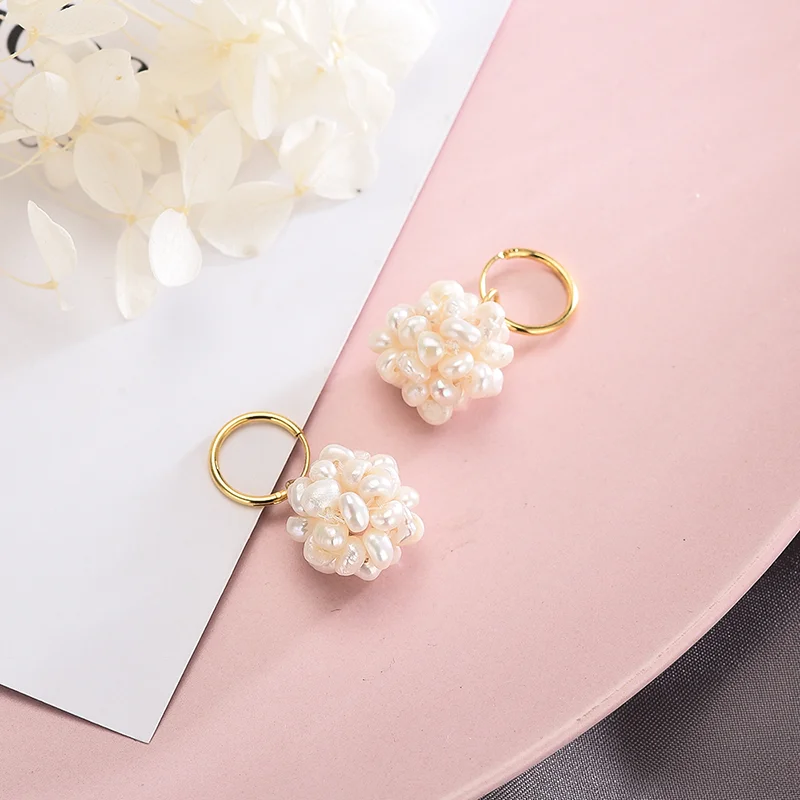 

925 sterling silver natural freshwater pearl earrings cluster earrings 2019, Picture