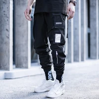 

Killwinner 100 polyester multi pockets joggers men tide brand black waterproof loose webbing sports function cargo pants