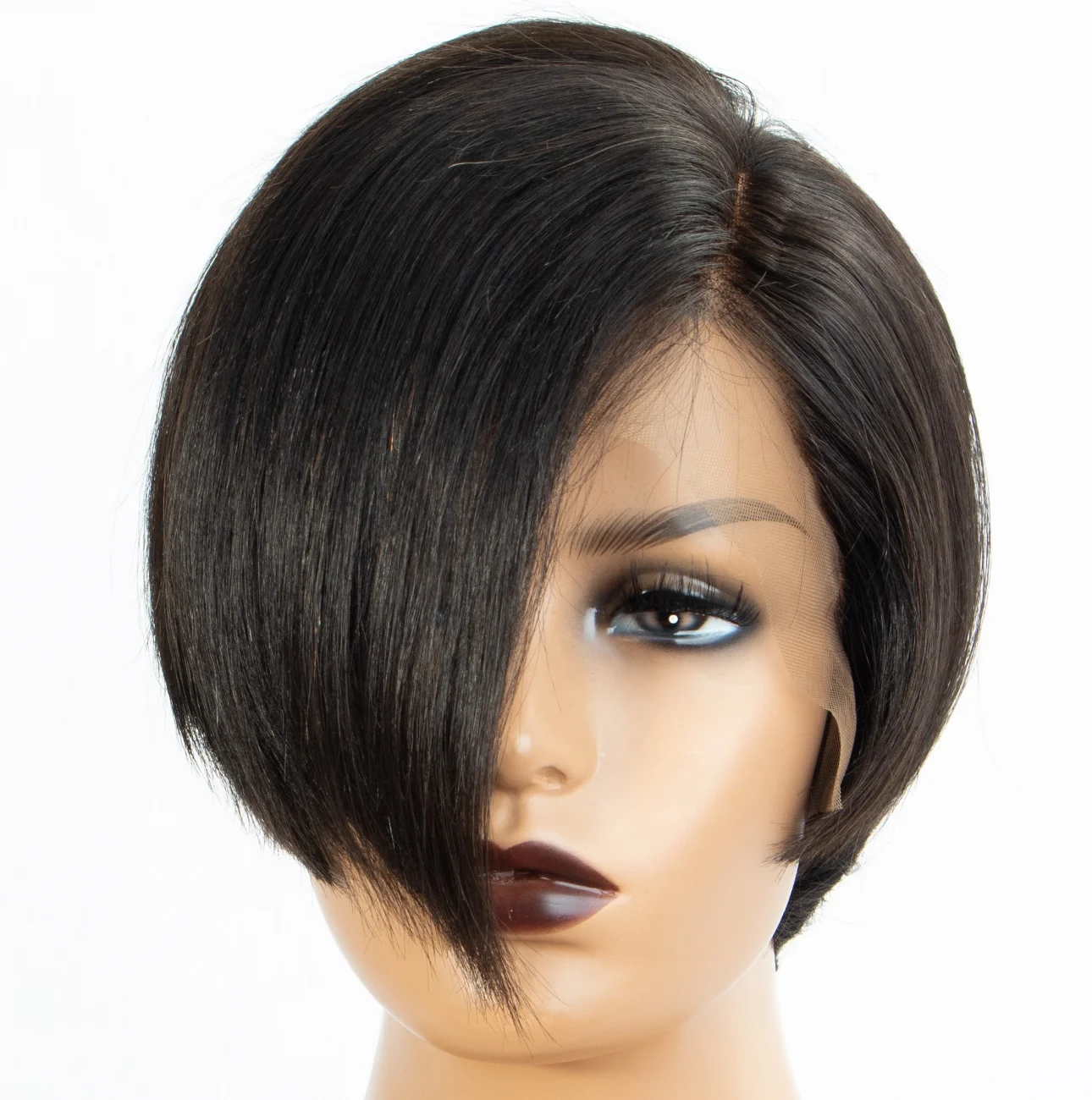 

Aliblisswig Side Deep Parting 150% High Density 8 inch Blunt Cut Short Bob Brazilian Virgin Lace Front Human Hair Wig
