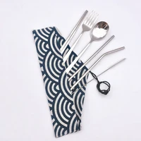 

Titanium Travel Camping Stainless Steel Straw Cutlery Set with case