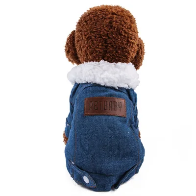
Yangyang pet Windproof Thick Jeans Jacket for Winter Cold Weather Warm Dog Coats 