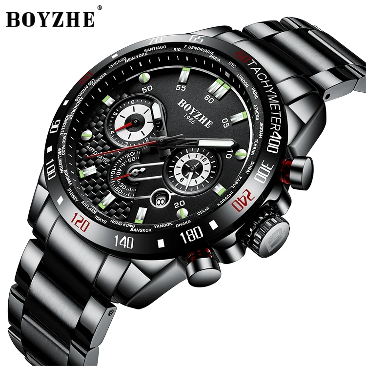 

BOYZHE Hot Selling Fashion Men Wristwatch 3 ATM Water Resistant Chronograph Watch