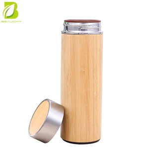 Image of Eco-Friendly Stainless Steel Bamboo Bottle Tea Infuser, Water Bottle With Bamboo Lid,Bamboo Bottle Of Water