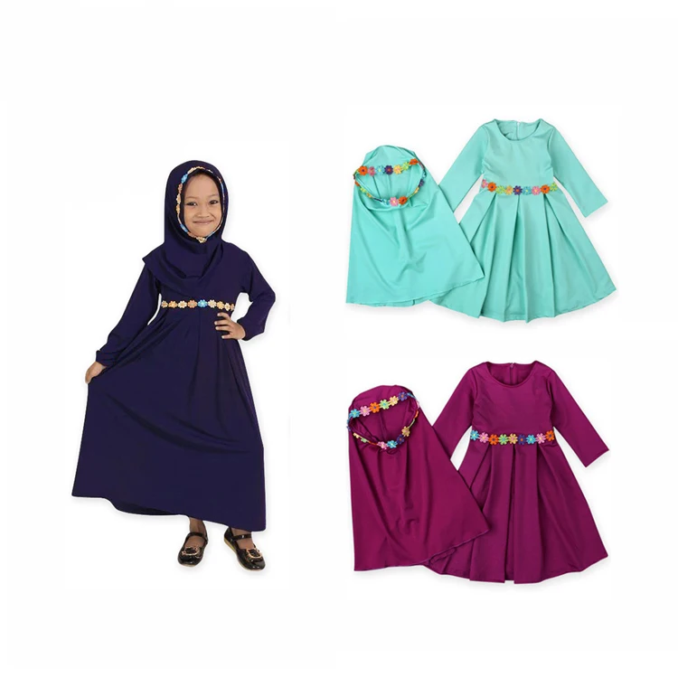 

Middle East dubai Saudi Arabia Malaysia embroidery girls dresses long sleeve gowns for muslim girls, Multi colors