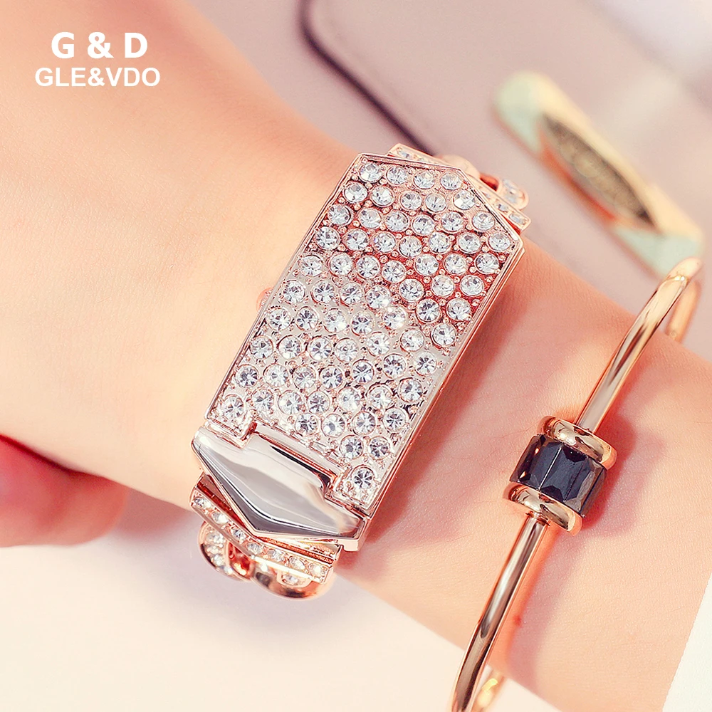 

Wholesale g&d Women Watch Relogio Feminino Luxury Bracelet Crystal Evening Watch with Diamonds Cover
