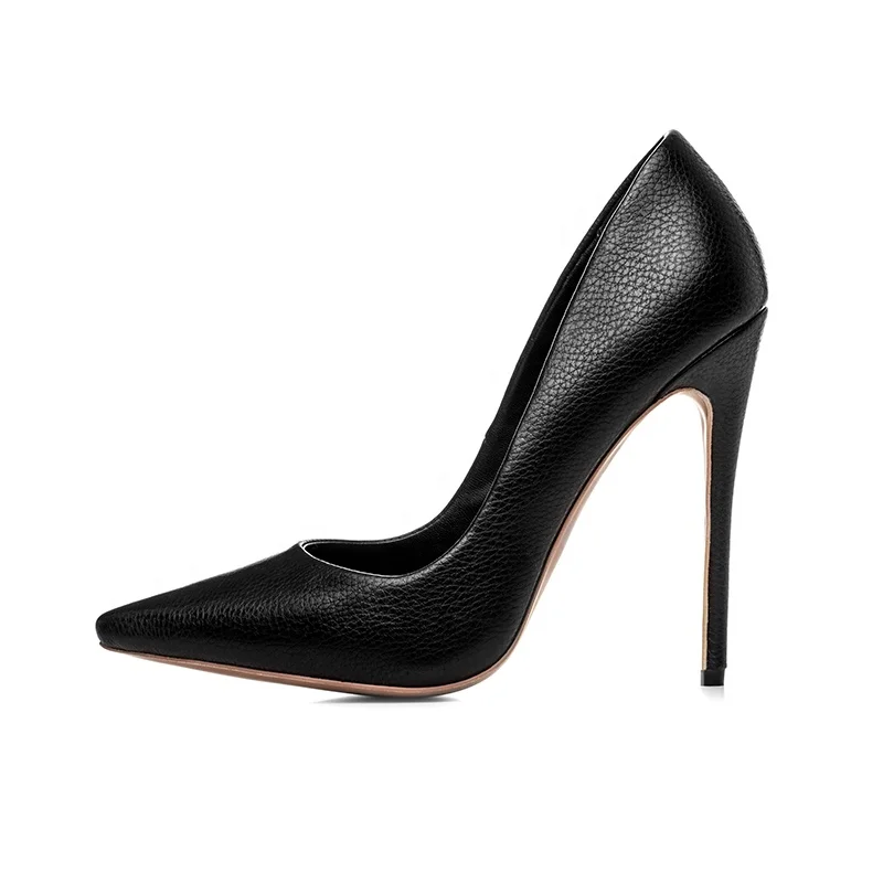 

OEM Classical Designer Styles Pointed Toe Black Color Pu Leather Women High Heel Shoes, Customized color