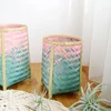 APHACATOP Contrast color bamboo chip woven fruit flower storage baskets