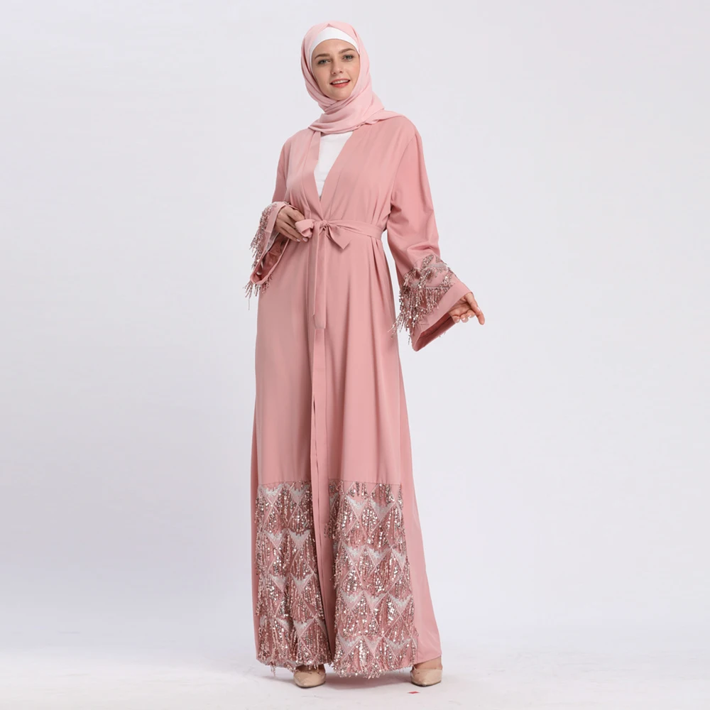 

2019 Muslim abaya dress with stylish tassels