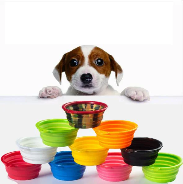 

Dropshipping Portable Travel Feeder Utensil Pet Accessory Silicone Folding Collapsible Dog Bowl