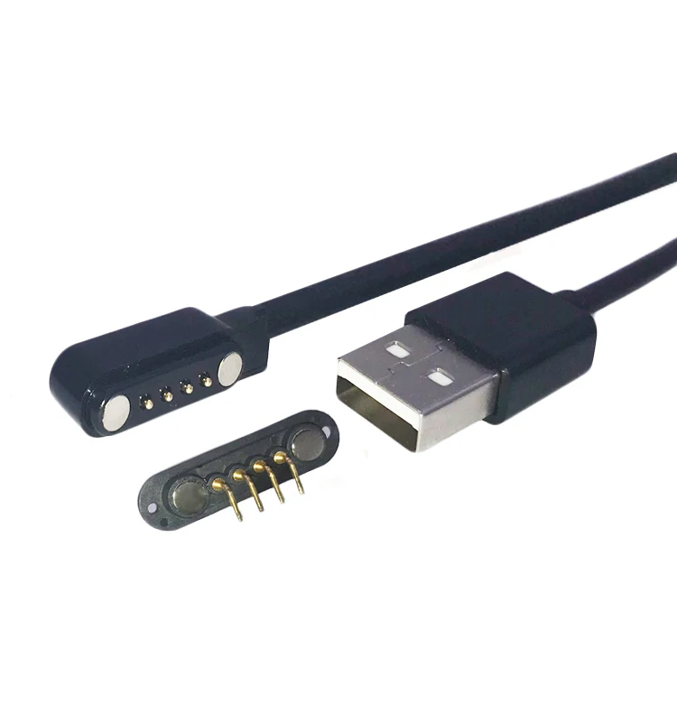 
PCB 4Pin Connector Male Female Connector Smartwatch,4 Pin Magnetic Connector 4 Pin Pogo Pin To Usb Cable 
