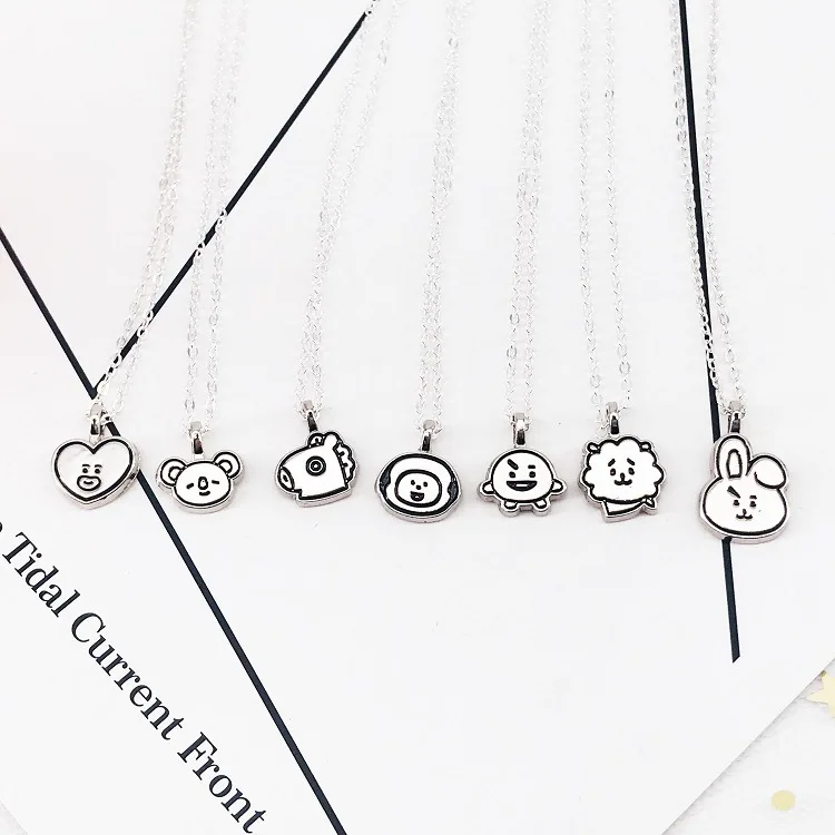 

Cute Cartoon BT21 Necklace Titanium Steel Fashion Necklace with Box Gift