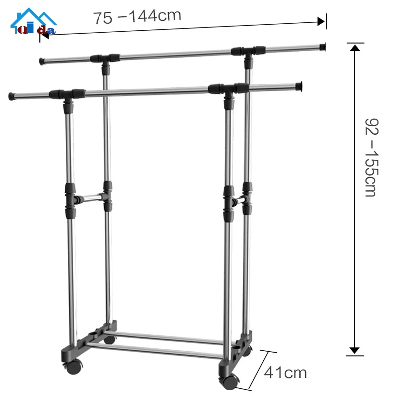 Foldable pole stainless steel standing drying garment coat cloth rack cloth hanger