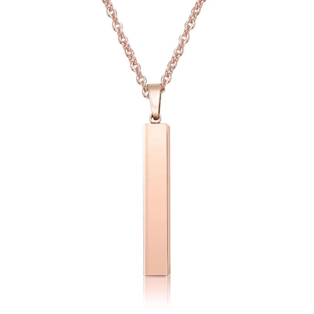 

Wholesale jewelry custom Engraving- Personalized Stainless Steel Classic Mirror Square Rectangle Dog Bar Pendant Necklace, Picture shows