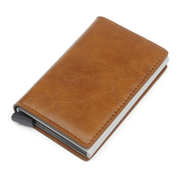 

Antitheft Vintage Credit Card Holder Rfid Blocking Metal Wallet Leather Unisex Security Information Aluminum Purse