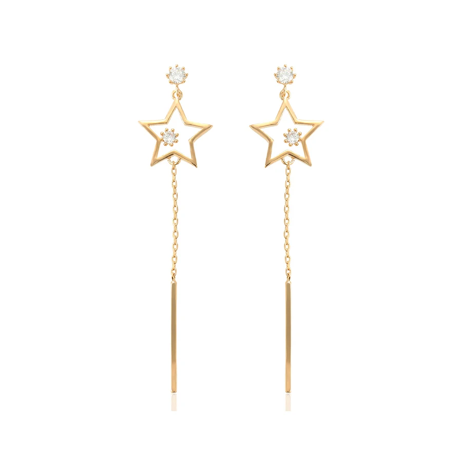

95302 xuping artificial women copper alloy most popular star 18k gold plated dangle earring