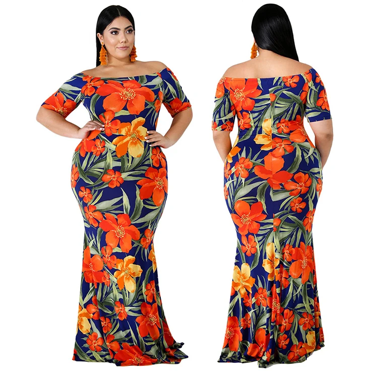 

2019 Casual Elegant Ladies Evening Party Bandage Dress Summer Print Floral Women Long Plus Size Maxi Dress Skirts