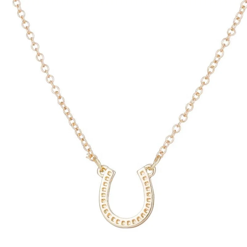 

lucky horseshoe necklace gold and silver U shape pendant fashion necklace 2019