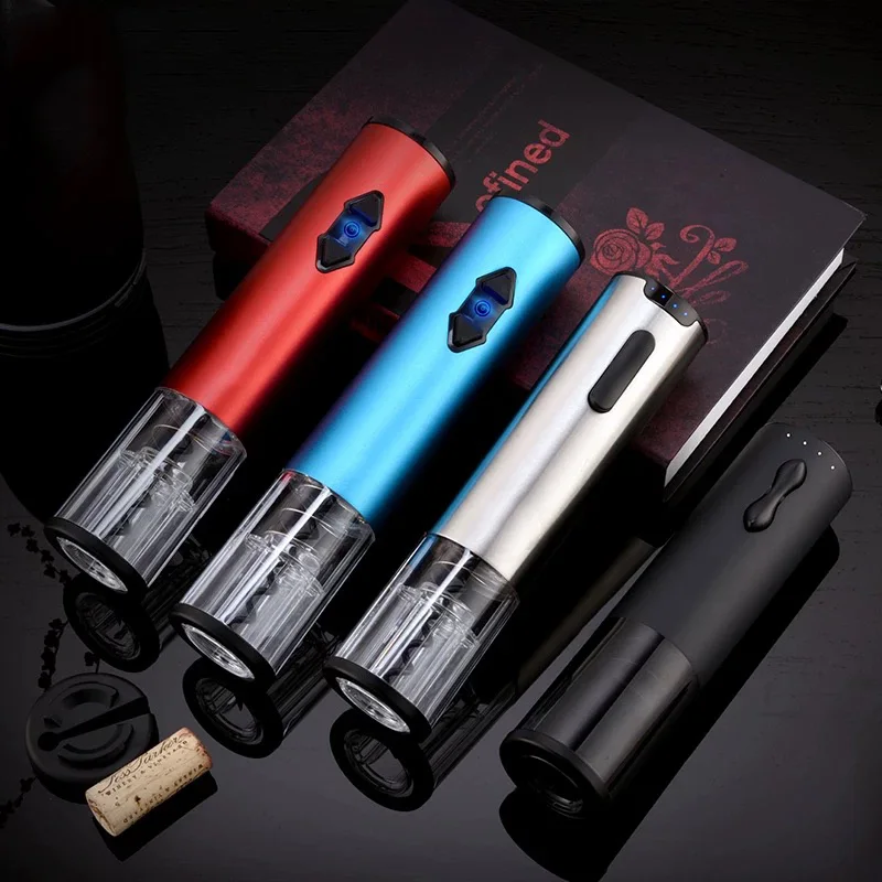 

Promotional Wine Gifts Customized Private Label Automatic Electric Corkscrew Wine Bottle Opener Corkscrew Gift Set, Red/blue/silver/stainless steel