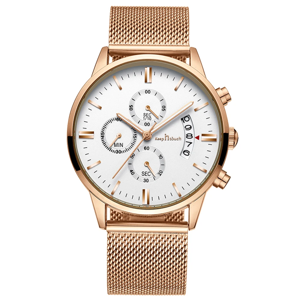 

Luxury belt watches for men Stainless Steel Chronograph wrist Watches