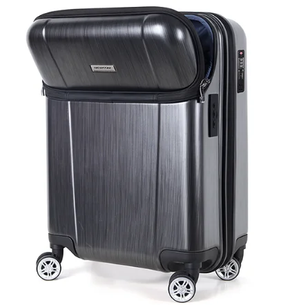 

Top open smart suitcase with TSA lock business travel luggage Carry-on Luggage, Black/grey