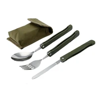 

Amazon Travel Portable Outdoor Portable Camping Collapsible Picnic Foldable Tableware Stainless Steel Fork And SpoonTableware