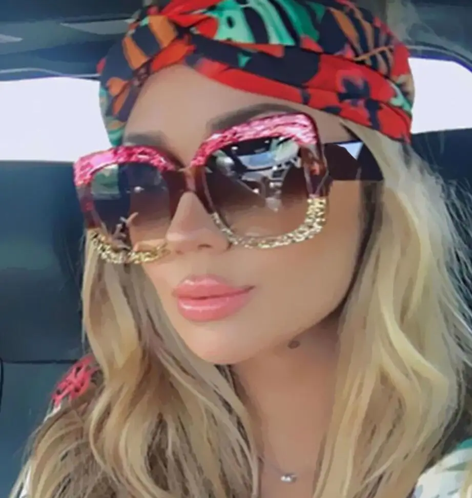 

Wiipu New Large Oversized Square Anoushka Bella Women Sunglasses Fashion Thick Frame Sunglasses